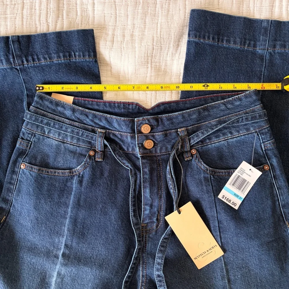 NEW SCOTCH & SODA High waisted Wide Leg COTTON Dark Blue Jeans 31” size 4,12 - Picture 15 of 16